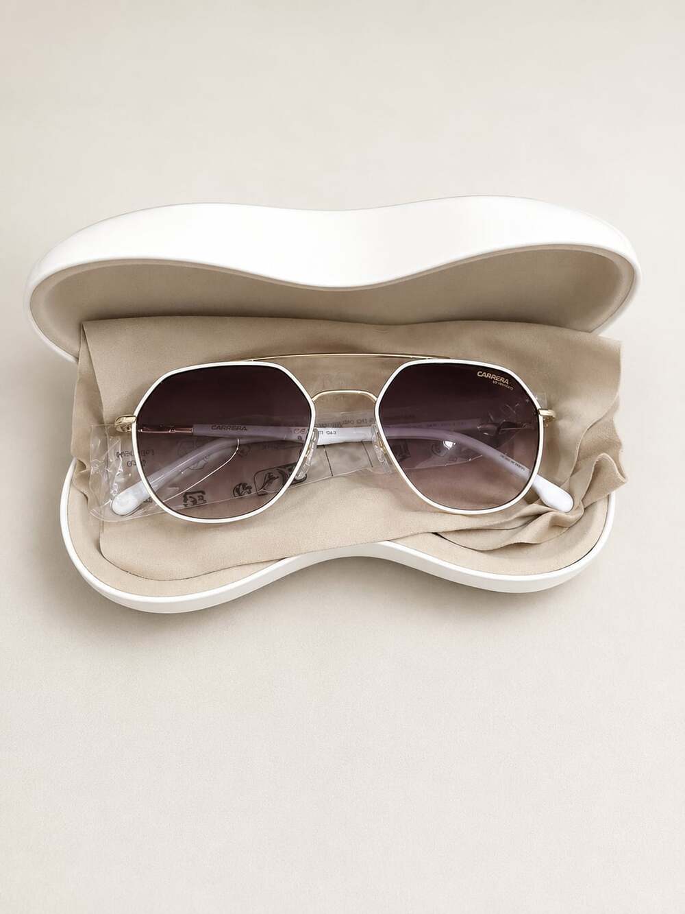 Carrera 303/S White Gold Aviator Sunglasses 53mm Gradient Lenses w/ Case NWT
